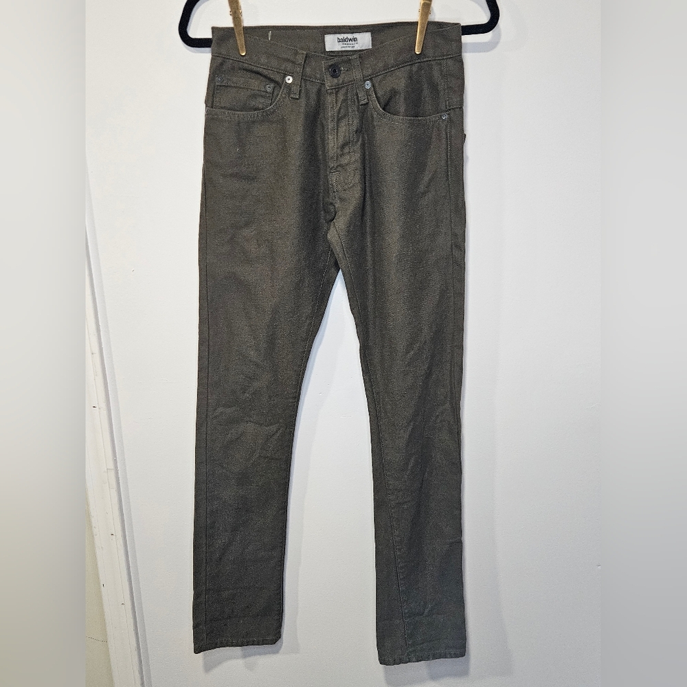 Baldwin The 77 Drop Yoke Straight Olive Green Jeans Size 28/32